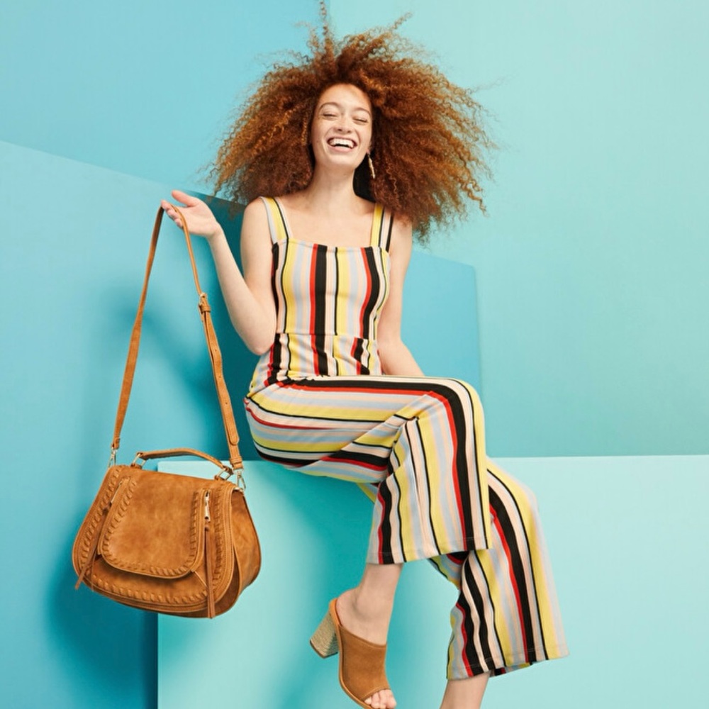 Urban Outfitters Delany straight-neck stripped jumpsuit